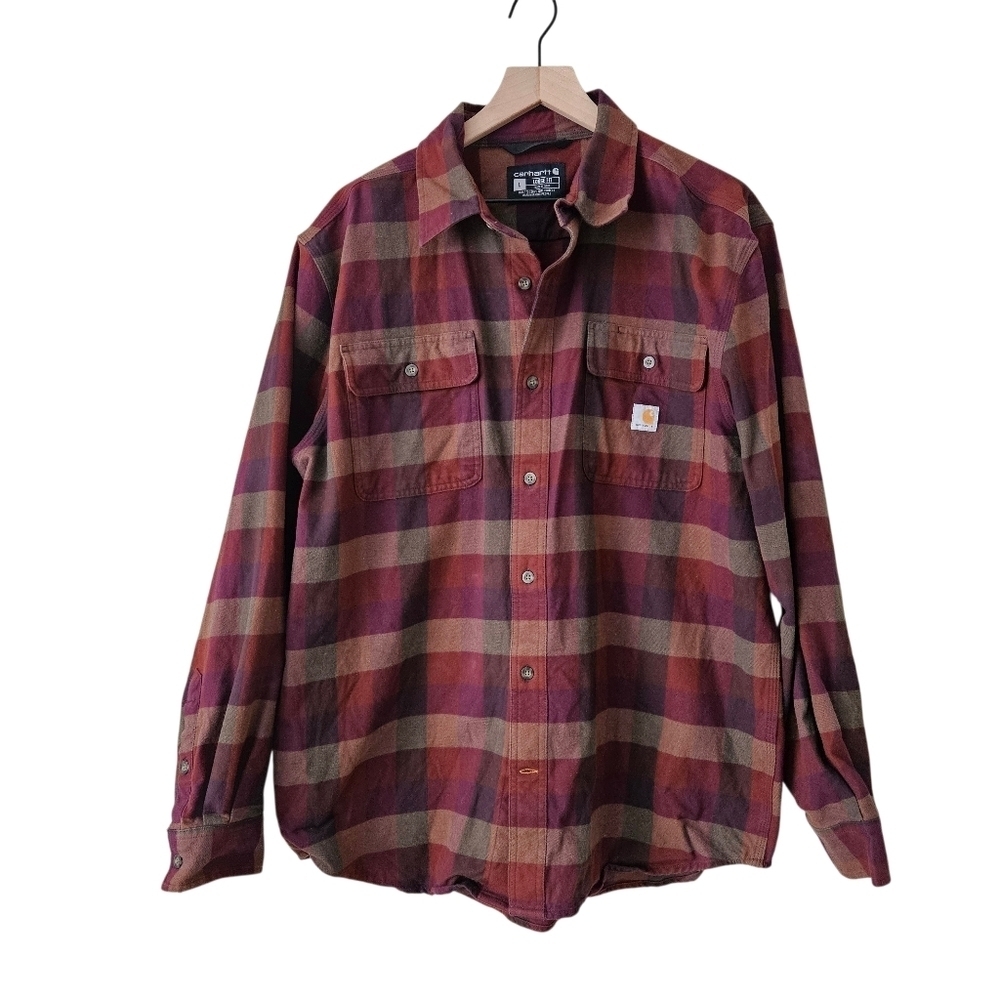 Carhartt Men's Plaid Loose Fit Heavyweight Flannel Long-Sleeve Button Down Shirt